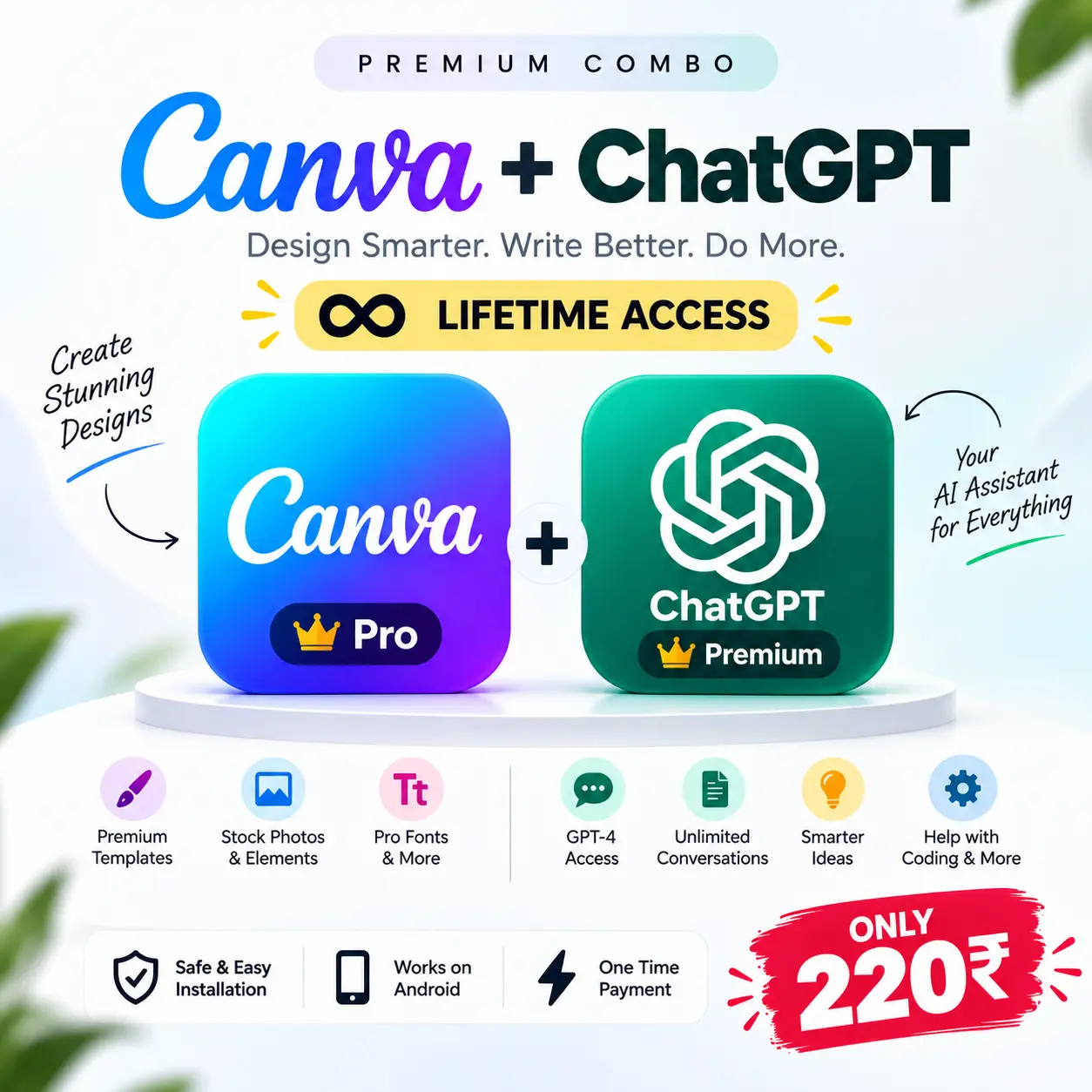 Canva + ChatGPT Premium Combo - Lifetime Acces